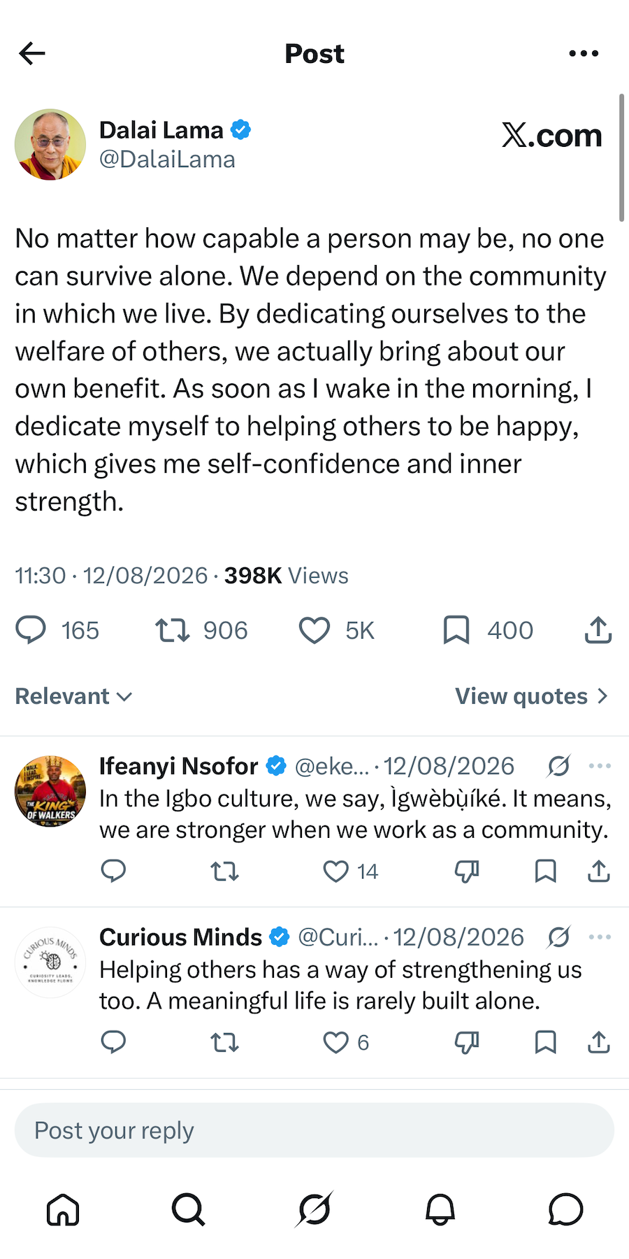 Original x / twitter screenshot