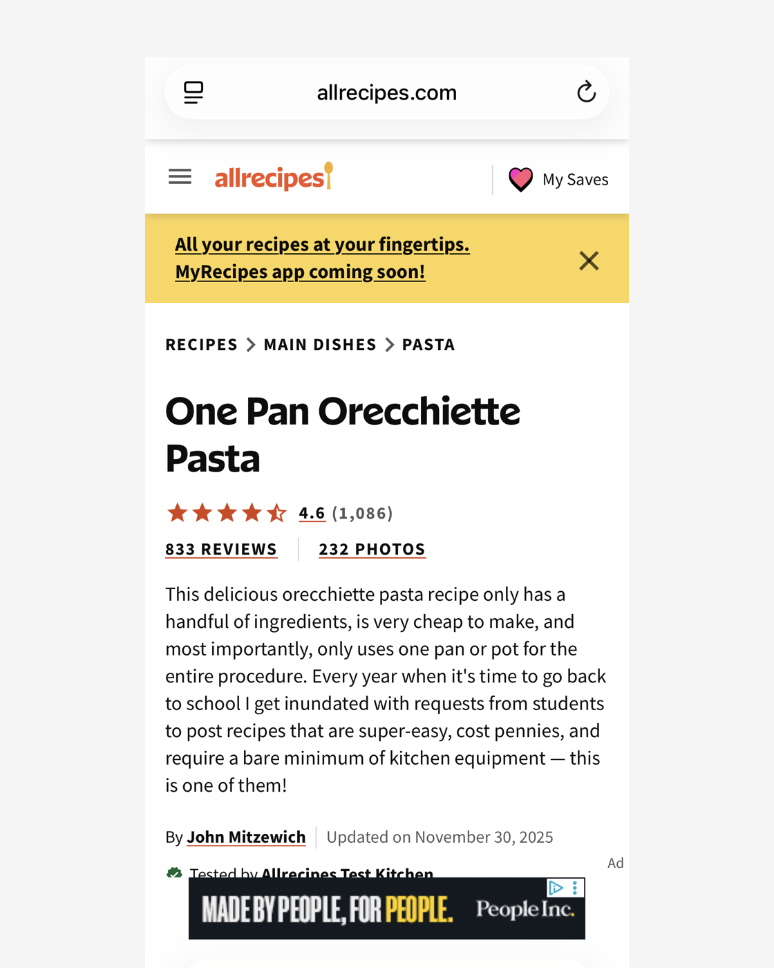 Recipes — original screenshot