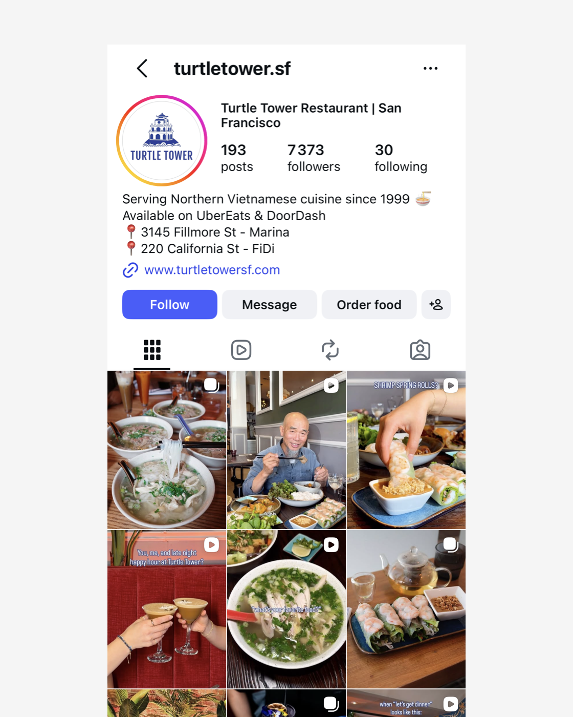 Restaurants & places — original screenshot