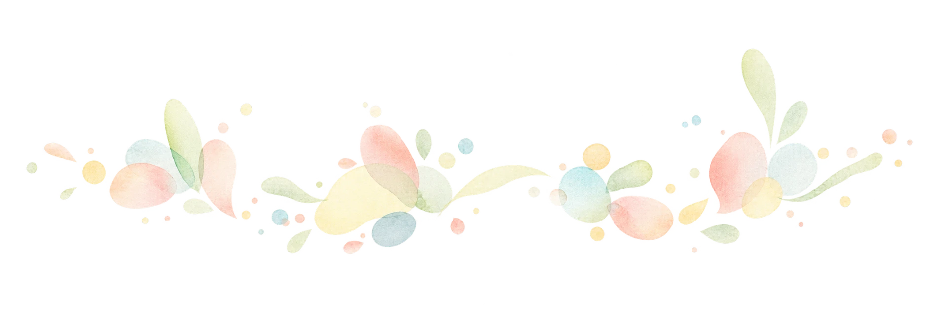 Watercolor pastel shapes flowing between sections
